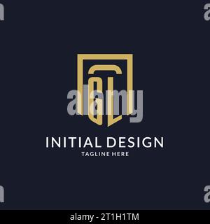 GL logo initial with geometric shield shape design style vector graphic Stock Vector