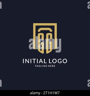 GG logo initial with geometric shield shape design style vector graphic Stock Vector