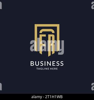 FR logo initial with geometric shield shape design style vector graphic Stock Vector