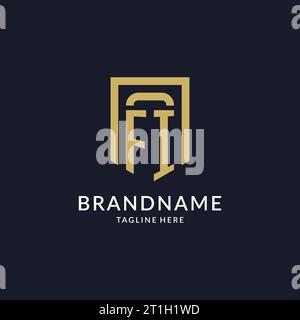 FI logo initial with geometric shield shape design style vector graphic Stock Vector