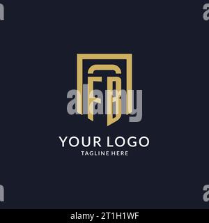 FB logo initial with geometric shield shape design style vector graphic Stock Vector