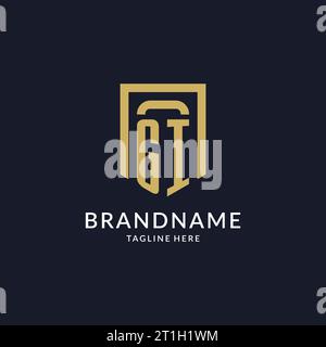 GI logo initial with geometric shield shape design style vector graphic Stock Vector