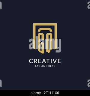 GQ logo initial with geometric shield shape design style vector graphic Stock Vector