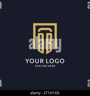 DB logo initial with geometric shield shape design style vector graphic Stock Vector