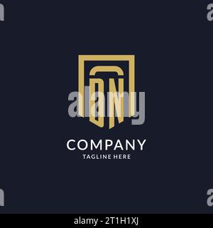 DN logo initial with geometric shield shape design style vector graphic Stock Vector
