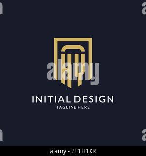 HY logo initial with geometric shield shape design style vector graphic Stock Vector