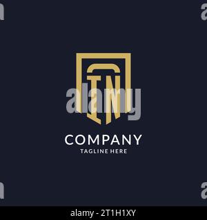 IN logo initial with geometric shield shape design style vector graphic Stock Vector