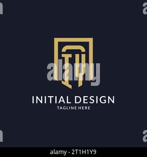 IY logo initial with geometric shield shape design style vector graphic Stock Vector