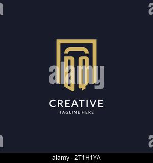 DQ logo initial with geometric shield shape design style vector graphic Stock Vector
