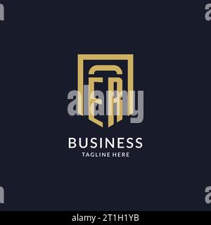ER logo initial with geometric shield shape design style vector graphic Stock Vector