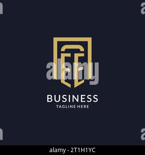 EE logo initial with geometric shield shape design style vector graphic Stock Vector