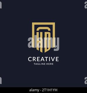 HD logo initial with geometric shield shape design style vector graphic Stock Vector