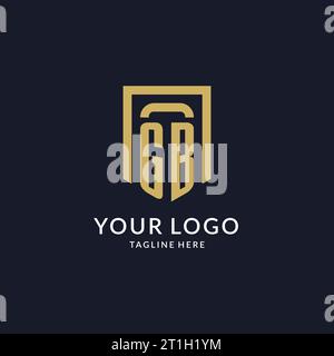 GB logo initial with geometric shield shape design style vector graphic Stock Vector