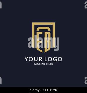 EB logo initial with geometric shield shape design style vector graphic Stock Vector