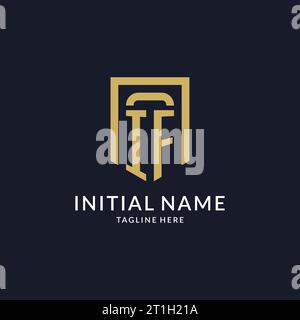 IF logo initial with geometric shield shape design style vector graphic Stock Vector