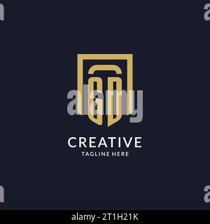 GD logo initial with geometric shield shape design style vector graphic Stock Vector