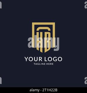 HB logo initial with geometric shield shape design style vector graphic Stock Vector