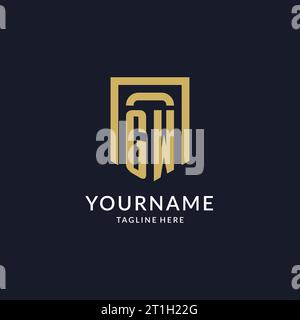 GW logo initial with geometric shield shape design style vector graphic Stock Vector