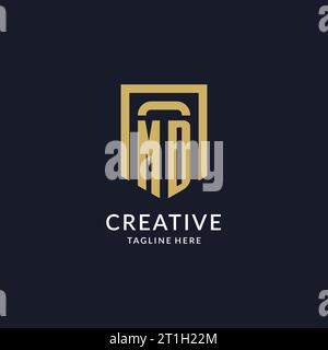 MD logo initial with geometric shield shape design style vector graphic Stock Vector