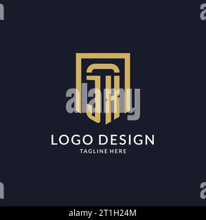 JX logo initial with geometric shield shape design style vector graphic Stock Vector