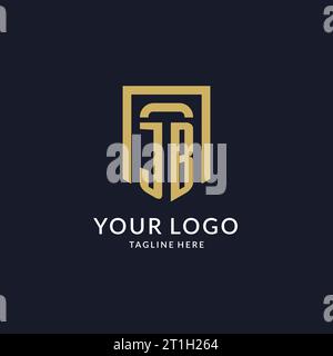 JB logo initial with geometric shield shape design style vector graphic Stock Vector