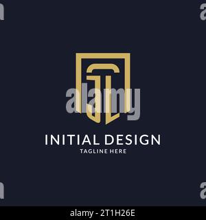 JL logo initial with geometric shield shape design style vector graphic Stock Vector