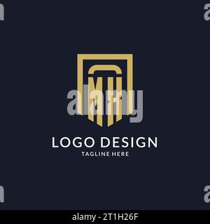 MX logo initial with geometric shield shape design style vector graphic Stock Vector