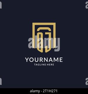 OJ logo initial with shield shape design style vector graphic Stock ...