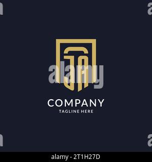 JA logo initial with geometric shield shape design style vector graphic Stock Vector