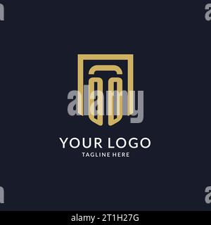 OO logo initial with geometric shield shape design style vector graphic Stock Vector