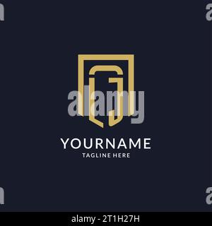 LJ logo initial with geometric shield shape design style vector graphic Stock Vector