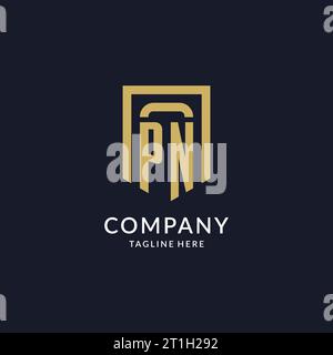 PN logo initial with geometric shield shape design style vector graphic Stock Vector