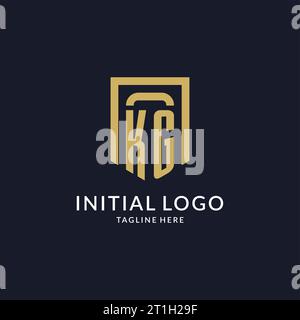 KG logo initial with geometric shield shape design style vector graphic Stock Vector