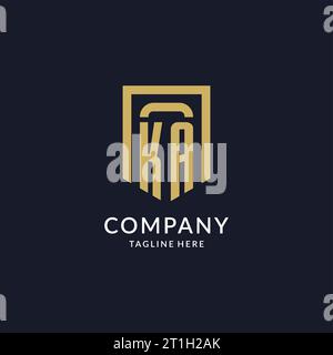 KA logo initial with geometric shield shape design style vector graphic Stock Vector