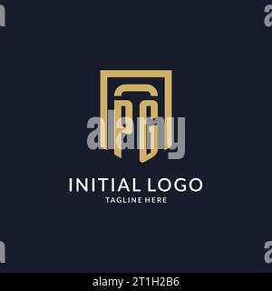 PG logo initial with geometric shield shape design style vector graphic Stock Vector
