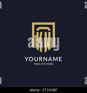 KW logo initial with geometric shield shape design style vector graphic Stock Vector