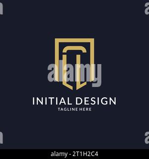 LL logo initial with shield shape design style vector graphic Stock ...