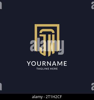 JW logo initial with geometric shield shape design style vector graphic Stock Vector
