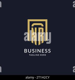 NR logo initial with geometric shield shape design style vector graphic Stock Vector