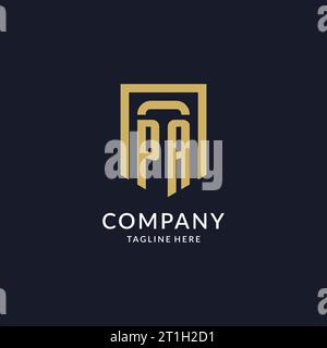 PA logo initial with geometric shield shape design style vector graphic Stock Vector