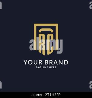 RC logo initial with geometric shield shape design style vector graphic Stock Vector