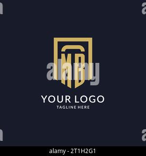 MB logo initial with geometric shield shape design style vector graphic Stock Vector