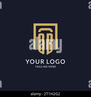 OB logo initial with geometric shield shape design style vector graphic Stock Vector