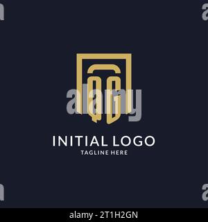QG logo initial with geometric shield shape design style vector graphic Stock Vector