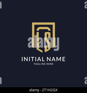 LS logo initial with geometric shield shape design style vector graphic Stock Vector
