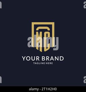 MC logo initial with geometric shield shape design style vector graphic Stock Vector