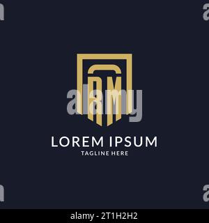 RM logo initial with geometric shield shape design style vector graphic Stock Vector