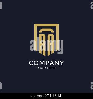 RA logo initial with geometric shield shape design style vector graphic Stock Vector