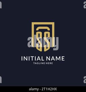 SS logo initial with geometric shield shape design style vector graphic Stock Vector