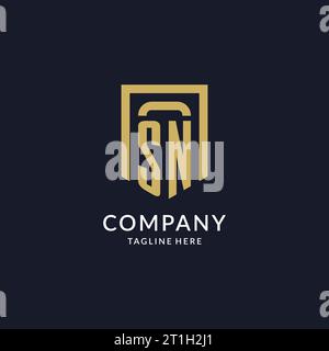SN logo initial with geometric shield shape design style vector graphic Stock Vector